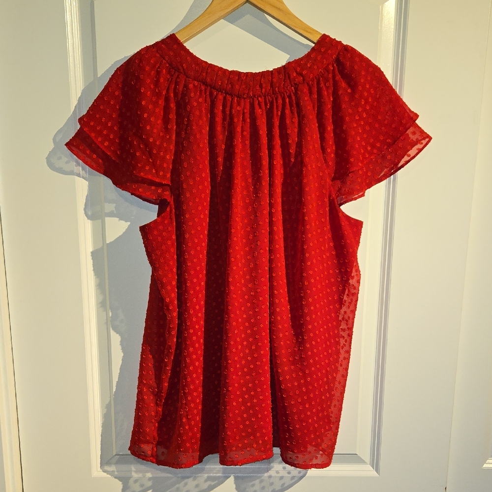 dressbarn Red Textured Blouse
